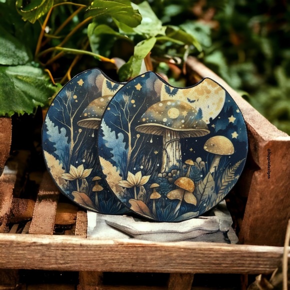 Hand Crafted Mushroom Car Coaster 2 Pack - Picture 1 of 7